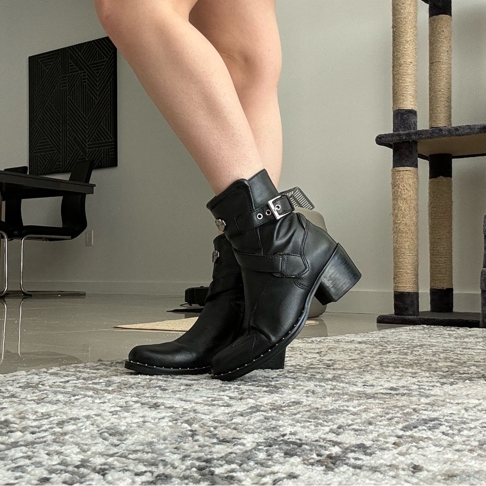 Harley Davidson Black Leather Bella Biker Boots Size 6